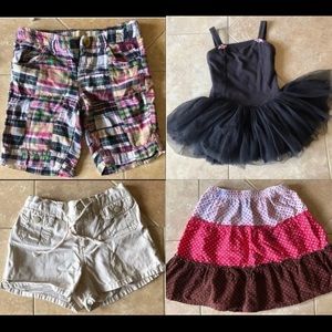 Young girl's shorts lot of 5 + tutu